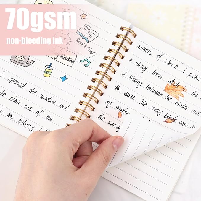 Koogel 8PCS Spiral Notebook Journals, A6 Hardcover Journal Notebooks, 80 Sheets/160 Pages Wirebound Diary Planner for School Office Home Gifts