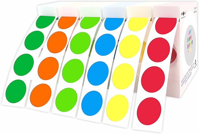 PARLAIM 6000 PCS 3/4 Inch Round Color Coding Dot Stickers, 0.75" Circle Label in Dispenser Box for Classroom School and Office (Green Blue Red Yellow)