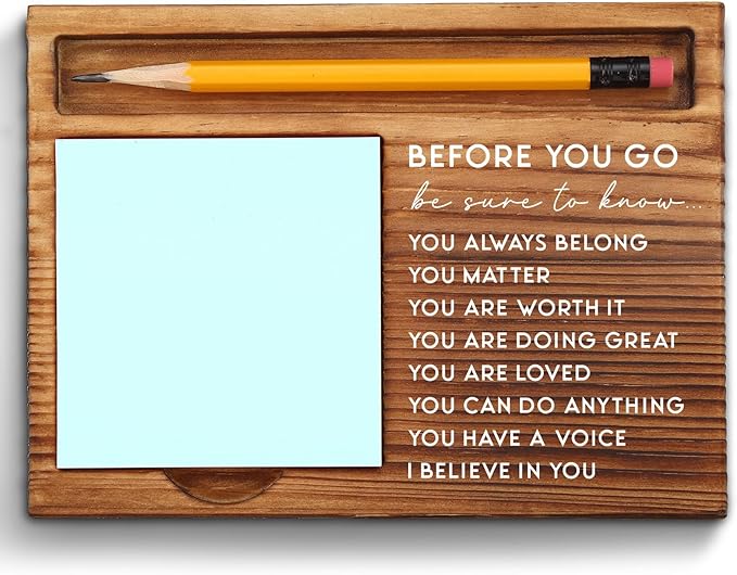 vizuzi Before You Go Affirmation Sticky Note Holder, Inspirational Positive Motivational Classroom Office Desk Self-Stick Note Pad Holders ZSS42