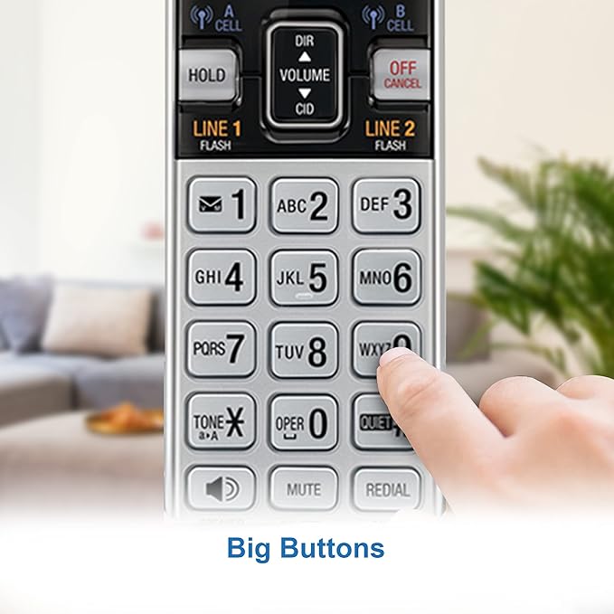 AT&T TL86103 2-Line Corded/Cordless for Small Business with Answering Machine, 2-Mailboxes, Connect-to-Cell, Caller ID Announcer, Intercom, Line-Power, Long Range & Expandable to 12 Handsets