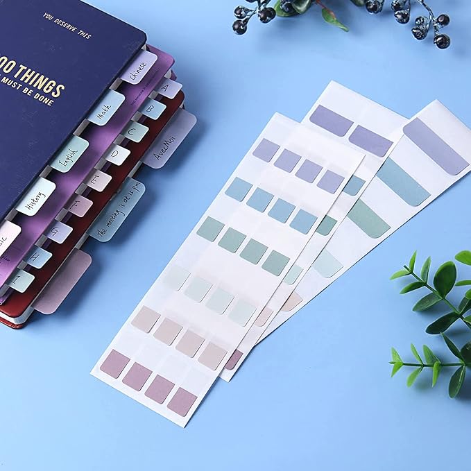 420 Pcs Sticky Index Tabs, 0.47/0.98/1.77 Inch Colored Book Sticky Tabs, Writable and Repositionable File Tabs Flags for Books, Binders and File Folders (Morandi) Index Tabs