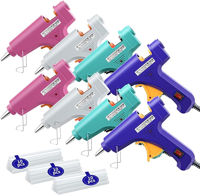 Mini Hot Glue Gun Set for Class Project, Small Glue Gun Hot Melt Arts Craft DIY Glue Gun for Crafts School DIY Arts Home Quick Repairs (Multicolored 8 Pieces)