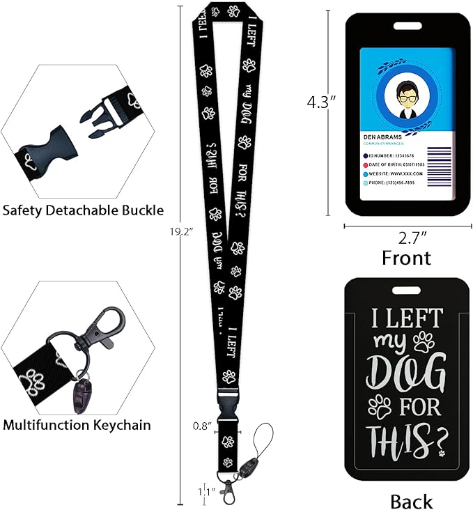 Giancomics Dog Lover ID Badge Holder with Lanyard, Dog Paw Lanyards for ID Badges with Badge Reel Retractable, Cute Lanyard with ID Holder Keychain Clip ID Card Holder Teacher Women Nurse Work Office