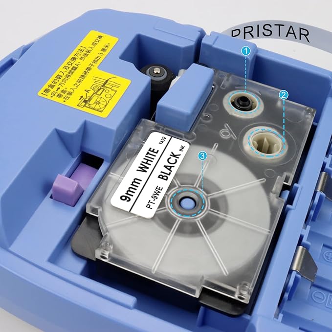 Pristar Replace for Casio XR-9WE XR9WE XR-9WE2S 9mm Labeling Tape 3/8" Black On White Label Tape Compatible with Casio EZ Label Printers KL-60 KL-100 KL-120 KL-430 KL-750 KL-780 KL-7200, 6-Pack