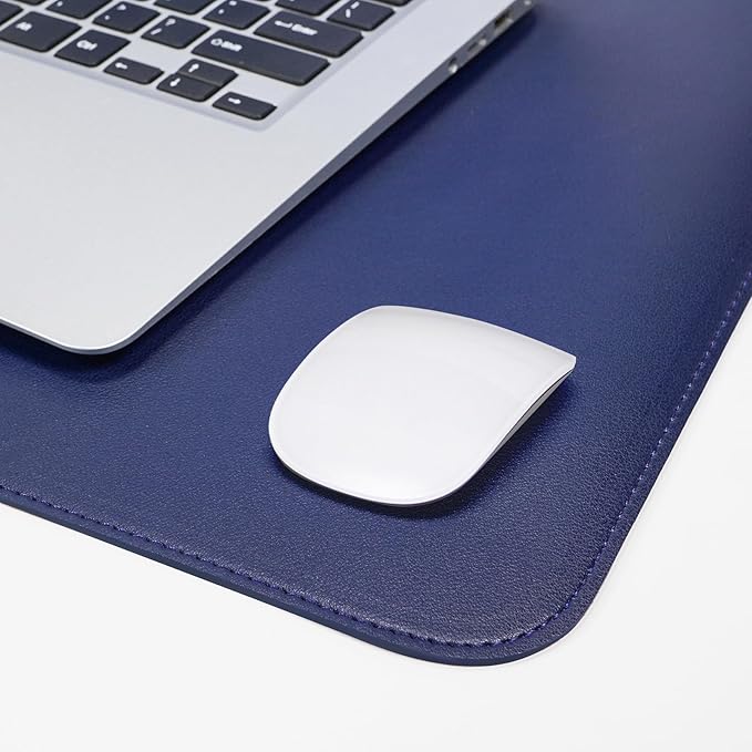 Leather Desk pad Protector, Large Desk mat with Natural Cork & PU Leather,Mouse pad,Non-Slip Office Desk Mat,Waterproof Desk Writing Pad for Office and Home (35in*17in, Blue)