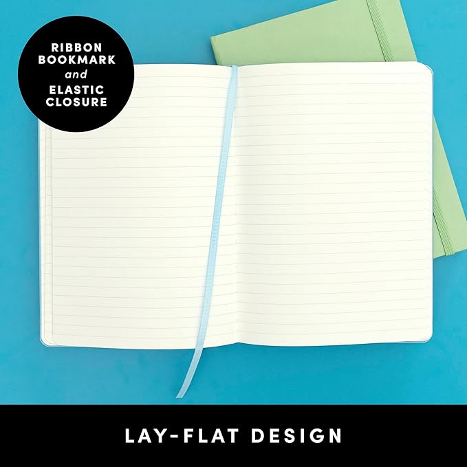 PAPERAGE Lined Journal Notebook, 3 Pack, (Coral, White, Sky Blue), 160 Pages, Medium 5.6 in x 8 in - 100 GSM Thick Paper – Hardcover Journaling Notebook for Work, School & Note Taking