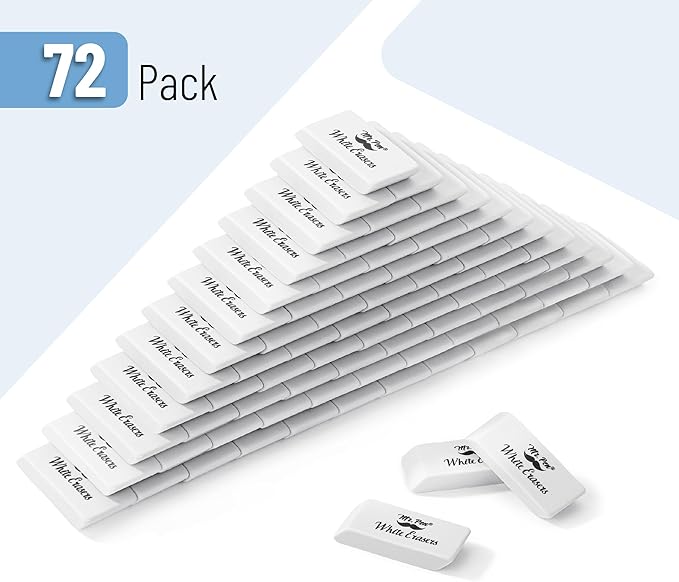 Mr. Pen- White Pencil Eraser, 72 Pack, Block Erasers for Pencils, Large Eraser, White Erasers Bulk