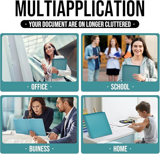 3 Ring Binder 1 Inch, IntoJoy 6 Pack Clear View 3 Hole Binder PVC-Free Fits 8.5x11 Inch Paper Flexible Round Ring Binders for School Office Home Binder Supplies (Green)