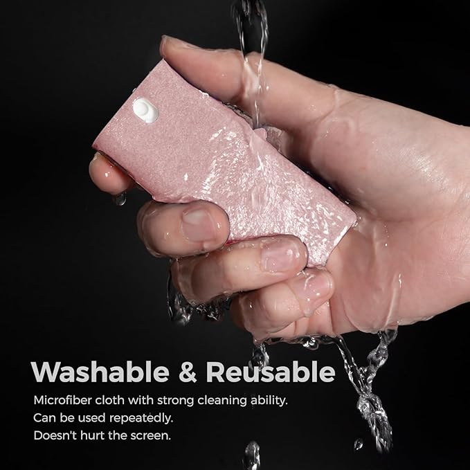 CLICK CLEAN Touchscreen Mist Cleaner, Screen Cleaner, All in One Screen Cleaner Spray with Microfiber and Phone Stand for All Phones, Laptop and Tablet Screens (Pink)