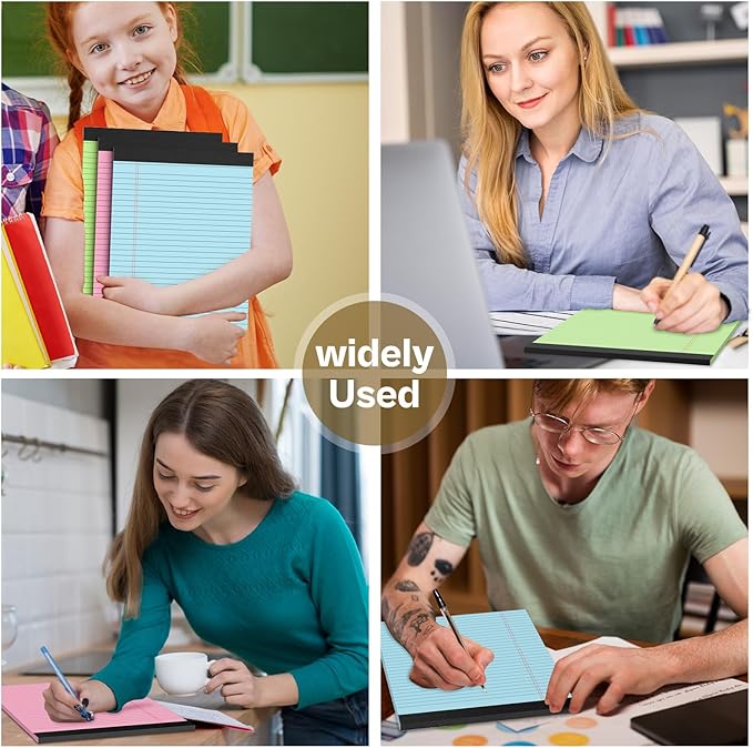 Legal Pads 8.5 x 11, 12 Pack Colored Note Pads 8.5 x 11 Pink Notepad 8.5 x 11 Multi-Color Pink/Green/Blue Writing Pads 8.5 x 11 Lined Paper Pads Wide Ruled Legal Pad Notebook Paper, 30 Sheets per Pad