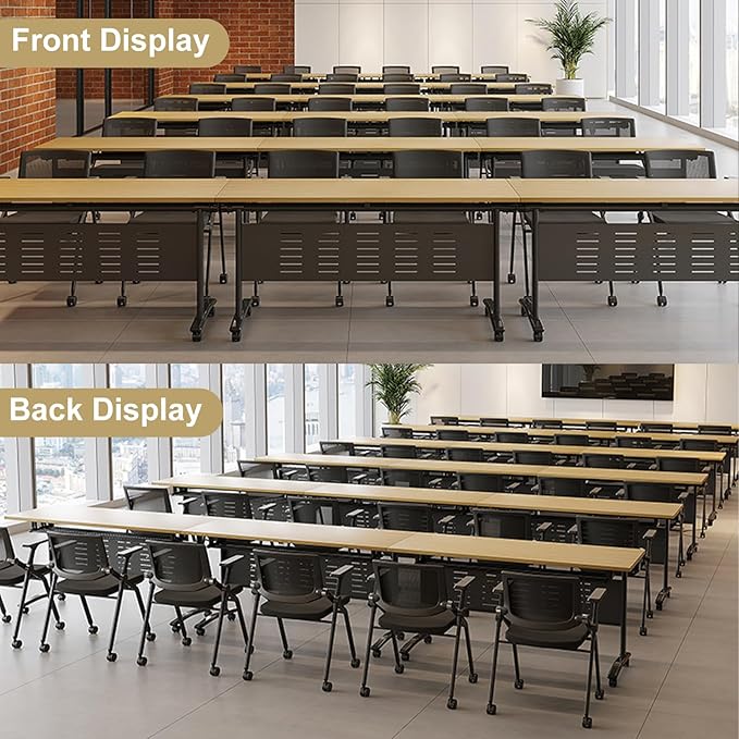Folding Conference Table - Modular Conference Room Tables Foldable & Stackable Boardroom Table with Casters | Large Rectangle Office Meeting Table for Training Rooms(6PCS, Tables Only)