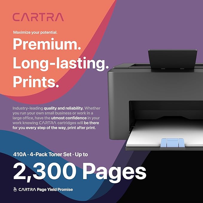 CARTRA 410A M452dw 4 Pack Toner Cartridges for HP Color Laser Pro MFP M377dw, M377, M452dn, M452nw, M452, MFP M477fdn, M477fdw, M477fnw M477 Series Printer | CF410A Black, Cyan, Magenta, Yellow