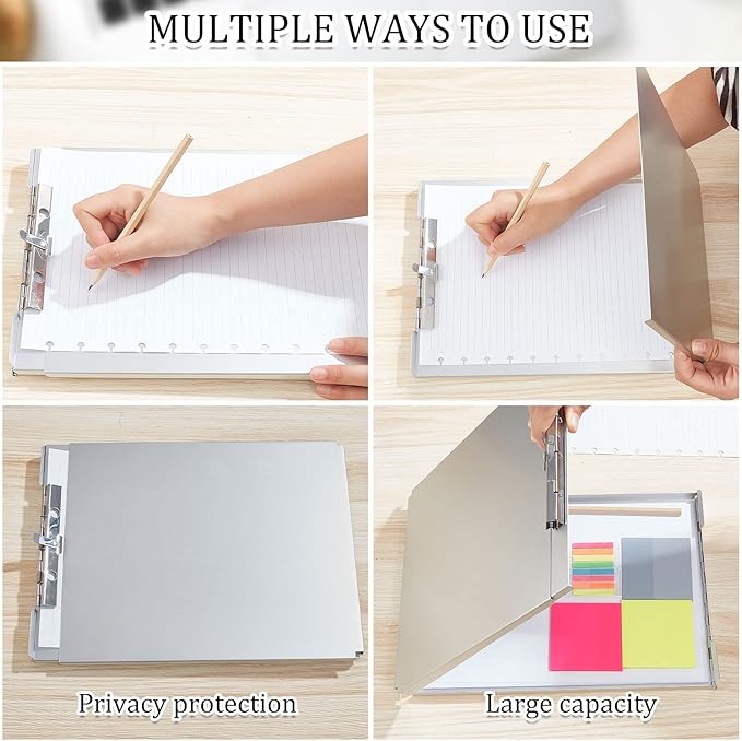 Henoyso Metal Storage Clipboard Bulk Heavy Duty Aluminum Clip Board for Teacher Contractor Medical Construction Office School Classroom, 12.6x9.2x1 Inch, Fit Letter Size 8.5x11 Inch Paper(4 Pcs)