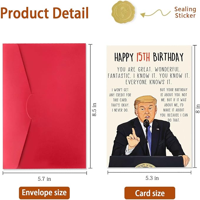 Funny 15th Birthday Card for Him Her, Humorous 15th Birthday Gift for Son Daughter, Happy 15 Year Old Birthday Decorations for Niece Nephew
