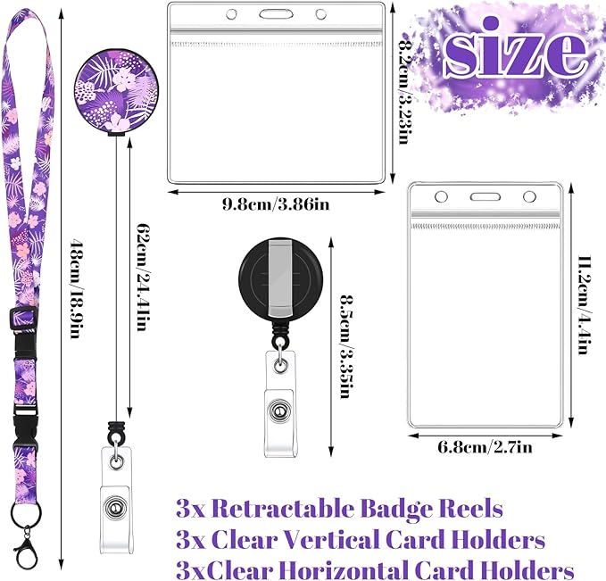 3 Pack Cruise Lanyards for Cruise Ship Cards with Retractable Badge Reel, 6 Pack Waterproof ID Badge Holder and 3 Pack Phone Tether Tab for All Cruises Key Cards