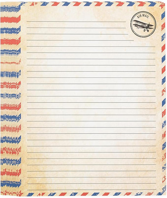 50 Pack Airmail Paper - Airmail Writing Paper - Blue Air mail Paper for Letter Writing, Invitations, Love Letters, Military Correspondence, Christmas letters, Vintage Letters - Size 8.5 x 11 inch