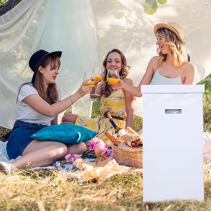 3 Pcs Cardboard Trash Cans with Lid Disposable and Reusable Corrugated Cardboard Trash Cans Recycling Bins Bulk with Garbage Bags White Rubbish Boxes for Parties Events (20 Gallon)