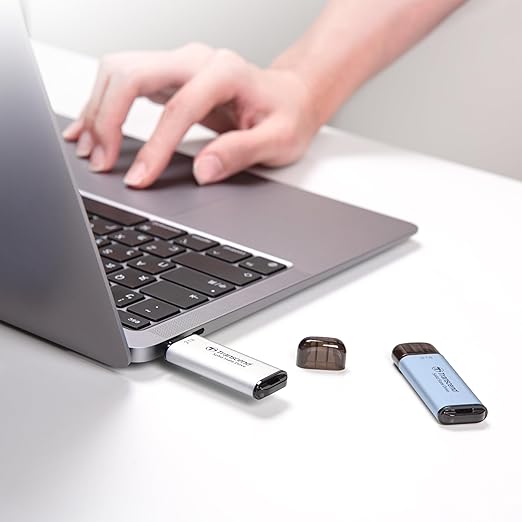 Transcend 2TB External SSD, USB 3.2 Gen2, Up to 1,050MB/s, Portable SSD with Type C, for Steam Deck, ROG Ally, MSI Claw, Windows & Mac, iPhone, iPad, Android, PS5, Xbox, Smart TV, Silver