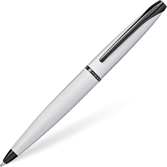 Cross ATX Refillable Ballpoint Pen Presented in a Luxury Gift Box - Medium Point, Black Ink, Sandblasted Chrome