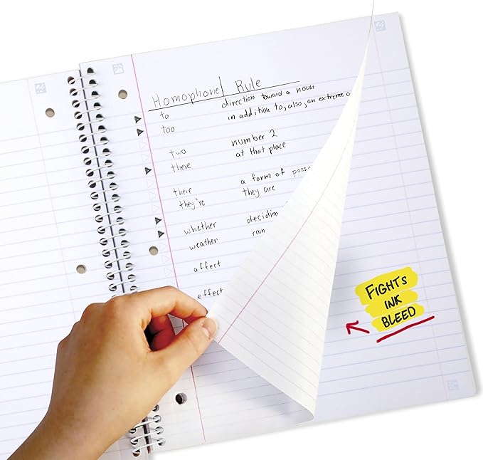 Five Star Spiral Notebook + Study App, 1 Subject, Wide Ruled, 8" x 10-1/2", 80 Sheets, Fights Ink Bleed, Water Resistant Cover, Black Stars Glow in the Dark (930020F)