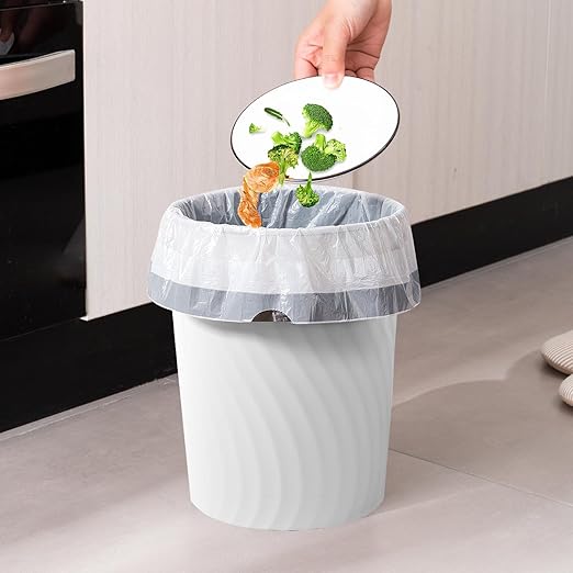 YGJT Small Trash Can, 3 Pack 1.8 Gallons Bathroom Trash Can, Slim Waste Basket, Round Garbage Can, Plastic Trash Bin for Kitchen, Dorm, Bedroom, Office, Living Room, Study, Compact Spaces(White)