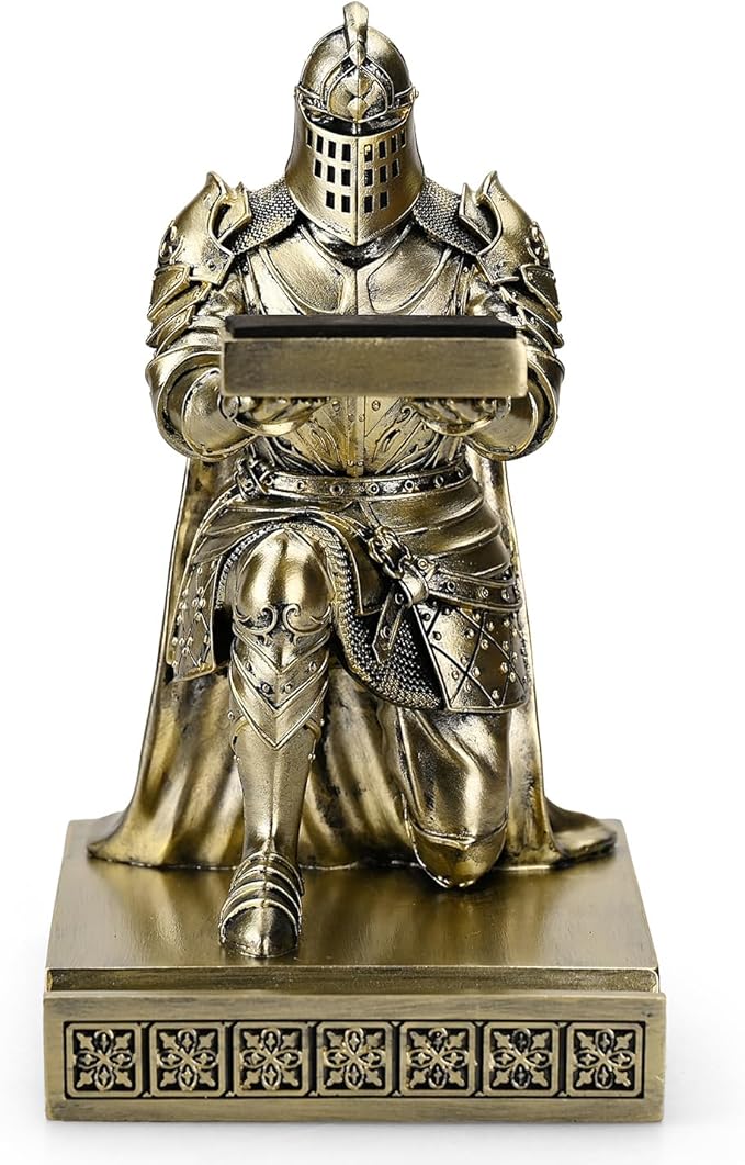 King's Guard Watch Display Stand Eyeglass Jewelry Bracelet Necklace Holder Trays Towers Resin Pen Holder Warrior Knight Mobile Phone Stand for Office & Home (Bronze)
