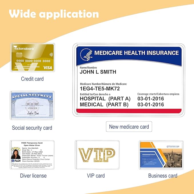 6 Pack New Medicare Card Holder Protector Sleeves，12Mil Clear PVC Waterproof Medical/Credit Card, Business/Social Security Card Protector