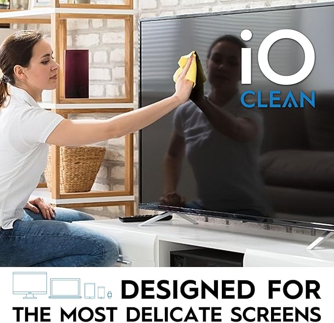 Screen Cleaner Spray (16oz + mini Cleaner) – Best Large Cleaning Kit for LCD LED OLED TV, Smartphone, iPad, Laptop, Touchscreen, Computer Monitor, Electronic Devices, Microfiber Cloth and 2 Nozzles