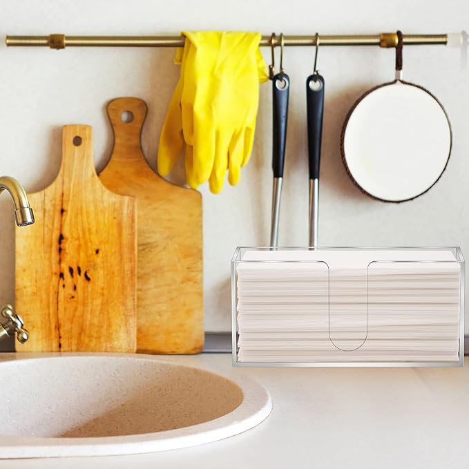 Acrylic Countertop Paper Towel Dispenser, Clear Trifold Napkin Holder, Suitable for Z-fold, C-fold or MultiFold Trifold Paper Towels for Bathroom and Kitchen