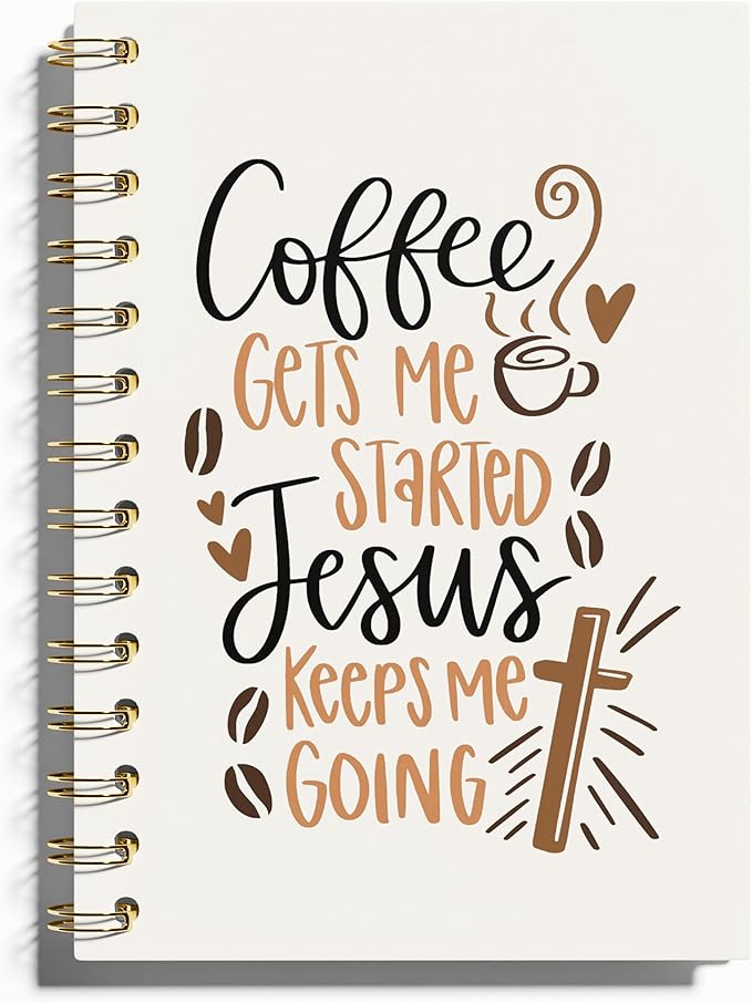 Coffee and Jesus Notebook - Coffee Christian Journal, Coffee Jesus Spiral Notebook, Coffee Christian Jesus Decor, Jesus Gifts for Women, Gifts for Coffee Lovers, Christian Gifts, 5.5x8.3 Inches