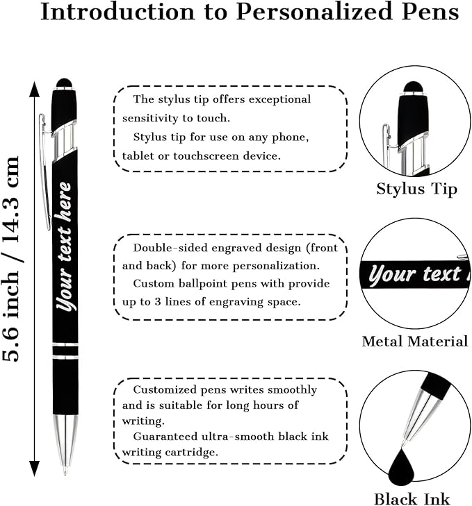 Personalized Pens with Name Logo or Message, Up to 1200 pcs Bulk Custom Metal Ballpoint Pen with Black Ink Customized Gift for Business, Graduation and Promotions (Red)