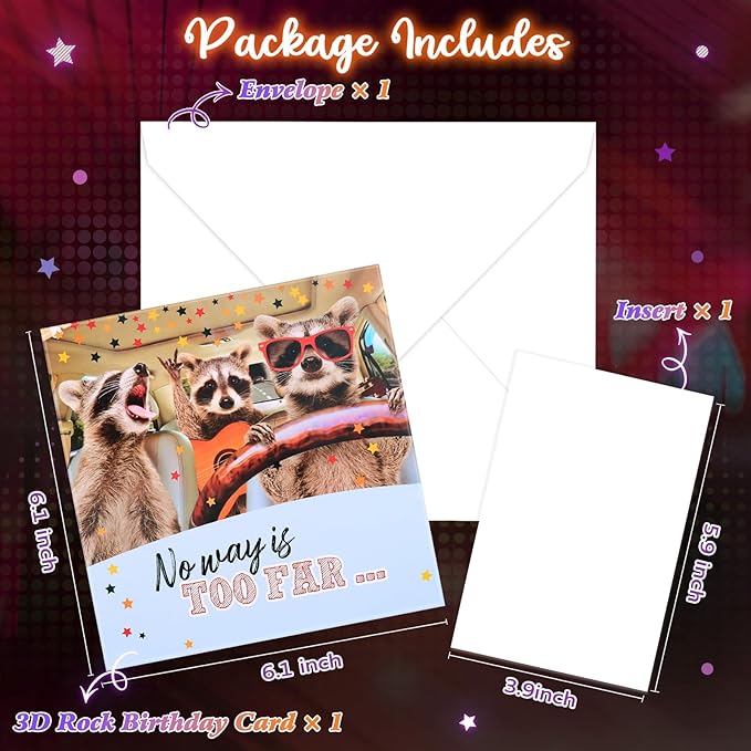 Birthday Cards, Funny MUSICAL&SHAKING Raccoon Pop-up Greeting Card Birthday Gifts for Women Men Husband Wife Kids
