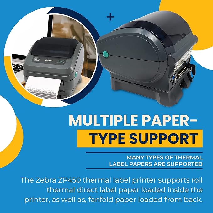 Zebra ZP450 (ZP 450) Label Thermal Bar Code Printer | USB, Serial, and Parallel Connectivity 203 DPI Resolution | Made for UPS WorldShip | Includes Jetset Software