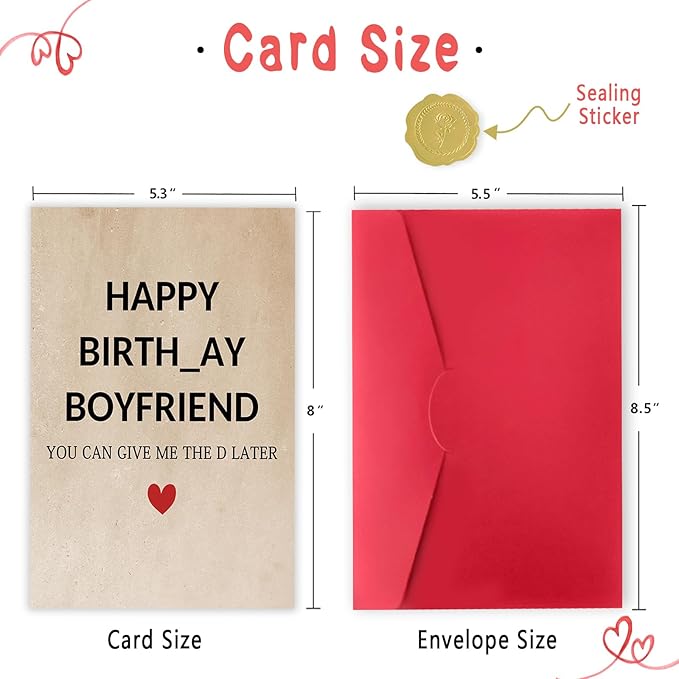 Funny Birthday Card for Boyfriend from Girlfriend, Rude Birthday Gifts for Boyfriend, Humor Boyfriend Birthday Card, Romantic Boyfriend Bday Decorations Ideas
