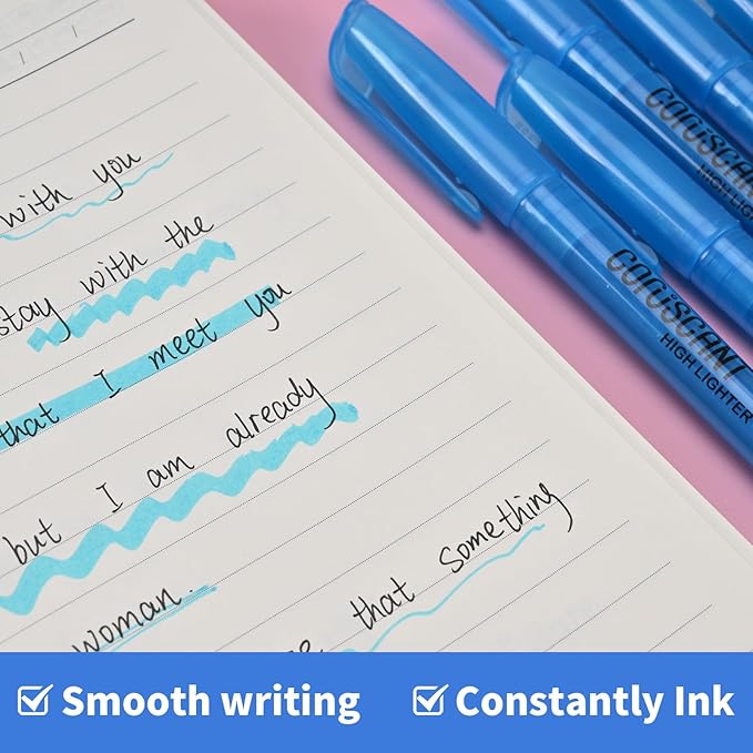 coruscant Blue Highlighters Bright Colors,32 Packs, Chisel Tip Marking, Quick Drying,No Bleed for Teacher Kids Organizing and Coloring in the Home, School, Office