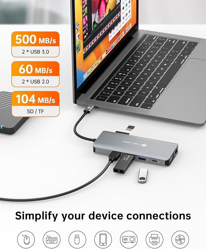 USB C Docking Station Dual HDMI Adapter, 11 in 1 Multi Display Docking Station Dual Monitor with 2 HDMI, VGA, 100W PD, 4 USB, USB C Hub Multiport Dongle Compatible with MacBook/Dell/HP/Lenovo Laptops
