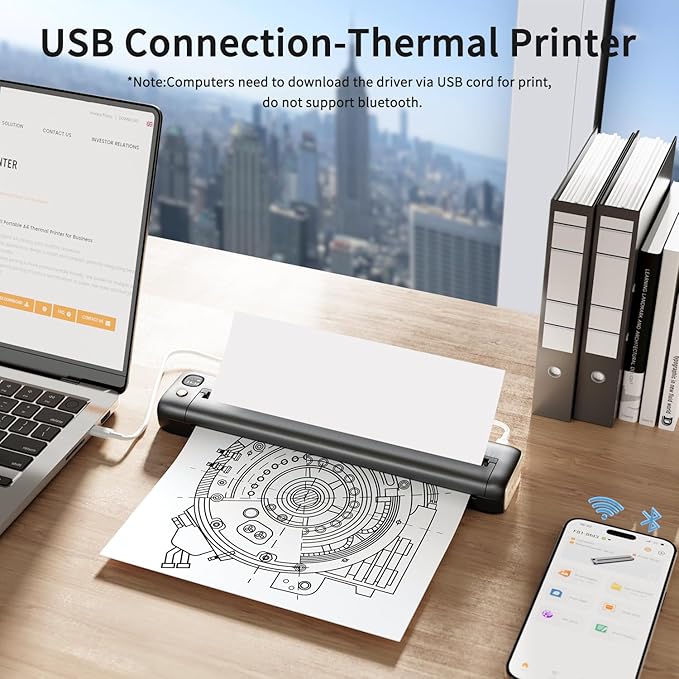 Rongta Portable Printers Wireless for Travel, WiFi & Bluetooth Mobile Printer, Thermal Inkless Printer for School/Office/Home Use, Compatible with Android,iOS & Laptop (Gray)