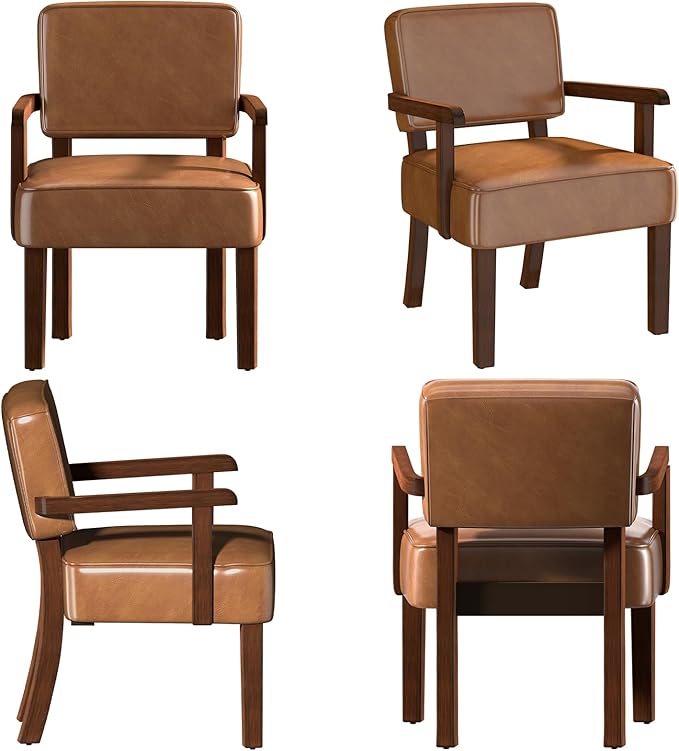 Accent Chair, PU Leather Living Room Chairs Oversize with Soft Seat and Armrests for Living Room Dinning Room Bedroom Reading Room Waiting Room