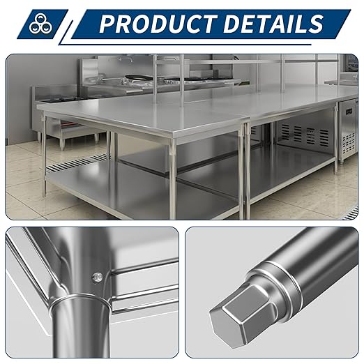 Stainless Steel Table for Prep & Work with Wheels 24 x 12 Inches, NSF Commercial Heavy Duty Food Prep Worktable with Undershelf for Restaurant, Home and Hotel Christmas Preparation Table