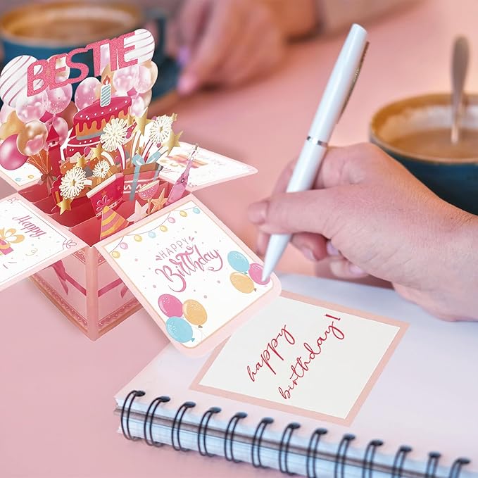Asmallgf Happy Birthday Popup Card for Bestie, Gifts for Long Distance Best Friend for Women Girl, Cool Gifts for Female Friend, Work Bestie Gifts Cards