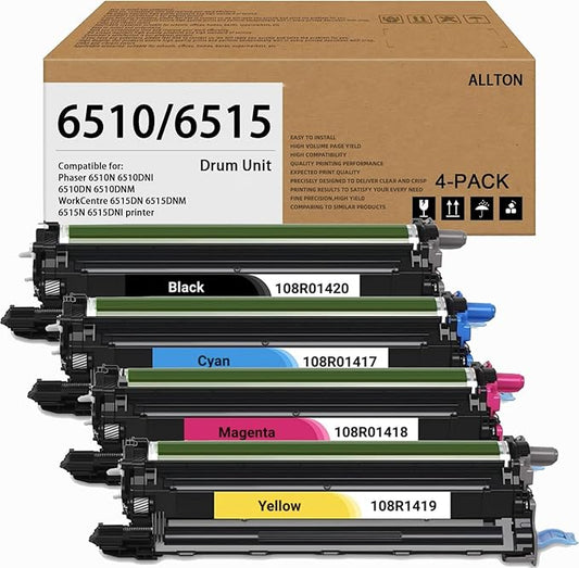 6510 6515 Drum Unit 108R01417 Compatible for Xerox 108R01418 108R01419 108R01420 Imaging Unit Replacement for Xerox WorkCentre 6515 Phaser 6510 Printer(4-Pack)