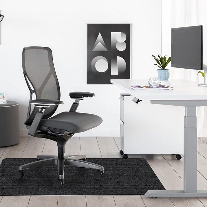 Sycoodeal Office Chair Mat for Hardwood Floor,Computer Gaming Chair Mat,Office Chair Mat for Tile Floor,Large Floor Protector Rug,Anti-Slip,Easy to Clean,Pure Black(48"x36")