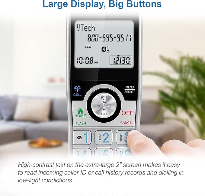 VTech IS8121-3 Super Long Range up to 2300 Feet DECT 6.0 Bluetooth 3 Handset Cordless Phone for Home with Answering Machine, Call Blocking, Connect to Cell, Intercom and Expandable to 5 Handsets