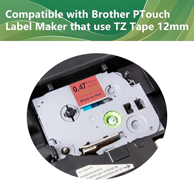 TZe-431 TZe 12mm Red TZ Tape Compatible with Brother P Touch Label Maker Tape TZ-431 TZe431 TZ431 Label Tape 12mm 0.47 Laminated Black on Red for PTD210 PTD600 PTH100, 3-Pack