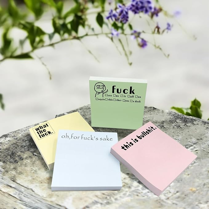 4PCs Funny Sticky Notes for Adults for Work,What The Fxck Sticky Notepads,Oh, for Fuck's Sake Novelty Notepads,4 Colors Funny Post It Notes,Funny Vulgarity Gifts for Friends,Coworkers