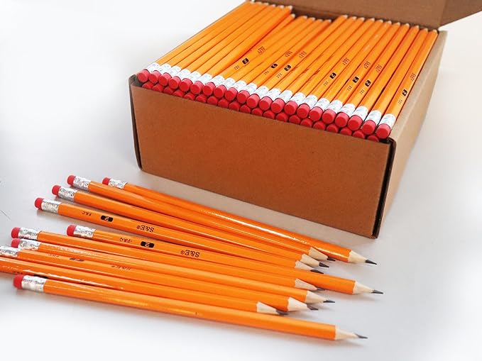 S & E TEACHER'S EDITION Woodcased #2 Pencils, Pre-sharpened, Yellow Pencils with Erasers #2 HB Lead Bulk Box No. 2, Back to school, 600 Count