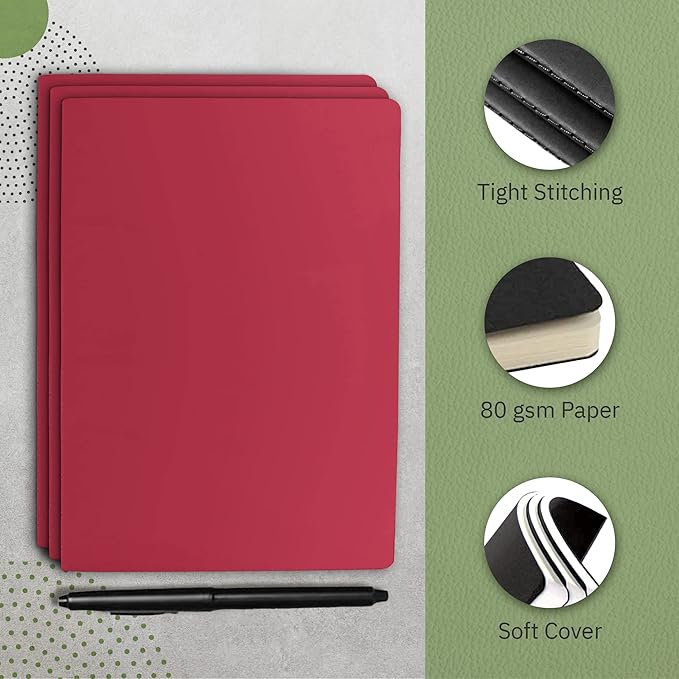 Simply Genius A5 Notebooks for Work, Travel, Business, School & More - College Ruled Notebook - Softcover Journals for Women & Men - Lined Note Books with 92 pages, 5.5" x 8.3" (Wine, 30 pack)
