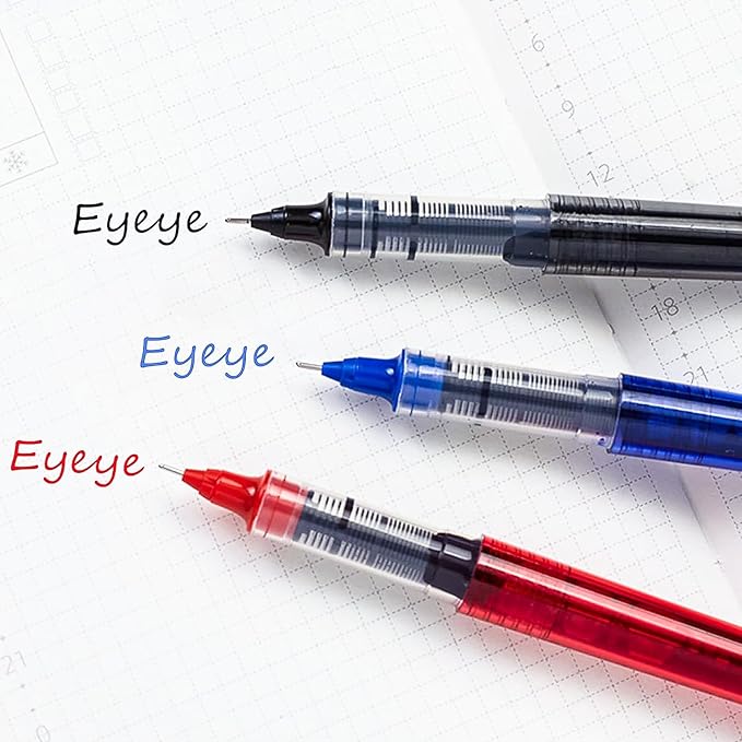 EYEYE 16 Packs Black Rollerball Pens, Liquid Ink Quick Dry Gel Pen, 0.5mm Fine Needle Nib for Taking Notes Doodling, School Office Home Supplies