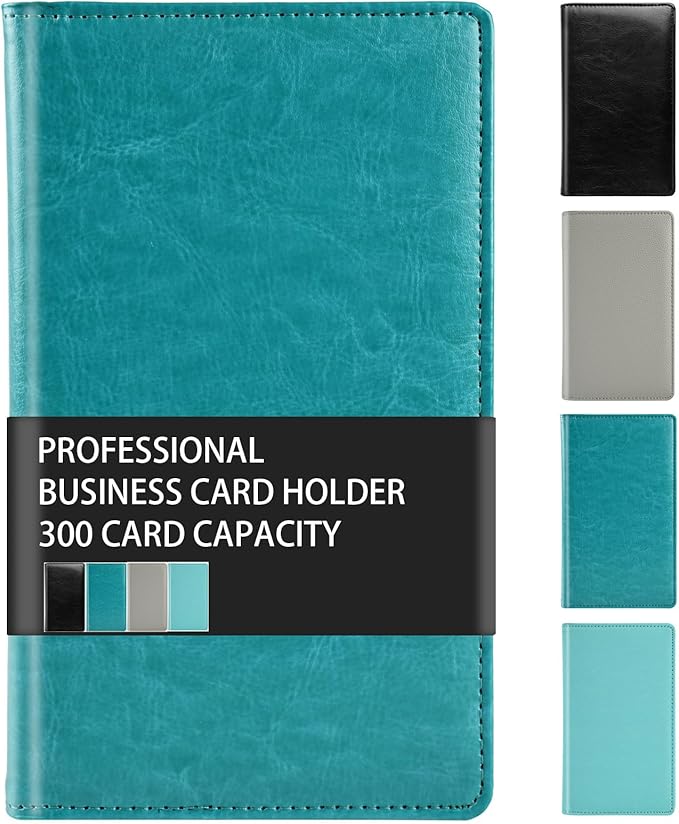 300 Card Capacity Leather Business Card Book Holder Organizer, Card Binder Professional PU Name Card Credit Cards Booklet (Multiple Colors Optional)