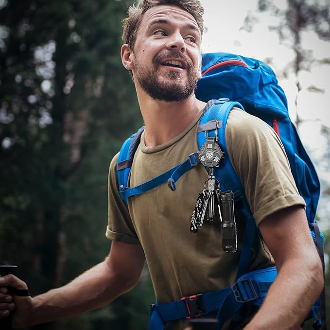 4 Pack Retractable Keychain Heavy Duty, Badge Reels Retractable, Tactical ID Badge Holder with Upgraded Zinc Alloy Carabiner, 31.5'' Coated Steel Cord, Bearing 8.0 oz